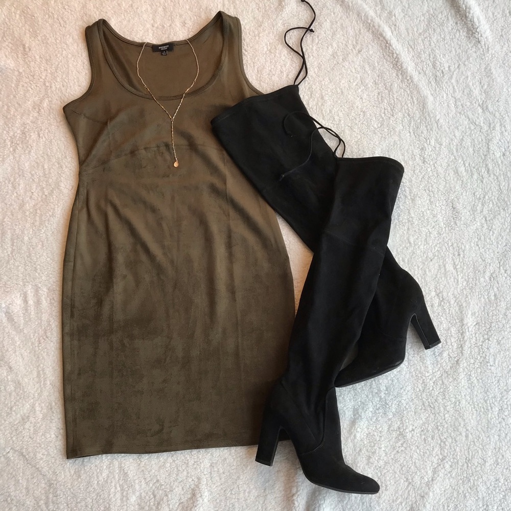 Olive velvet dress